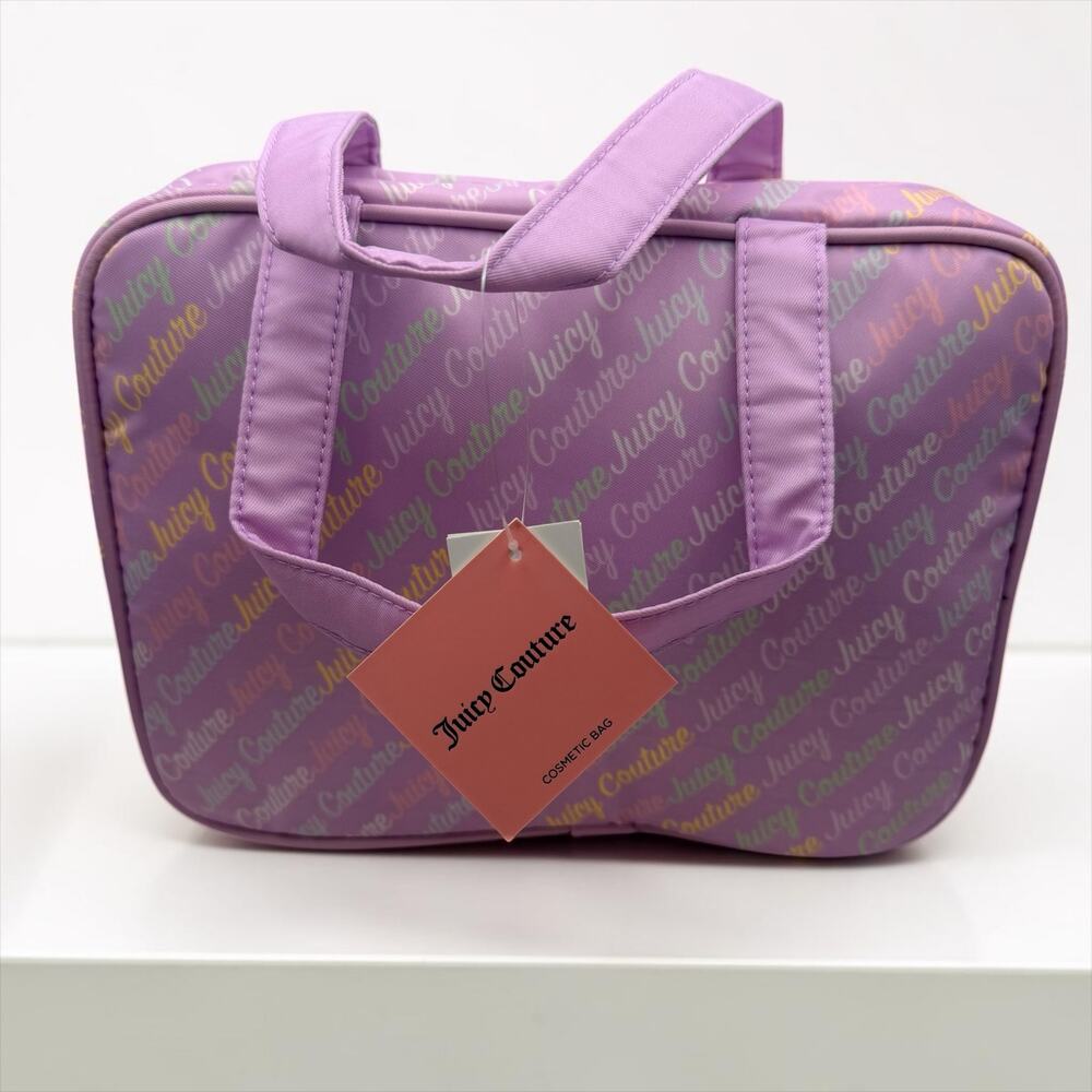 Juicy Couture Purple Logo Cosmetic Travel Bag Carrying Case NEW